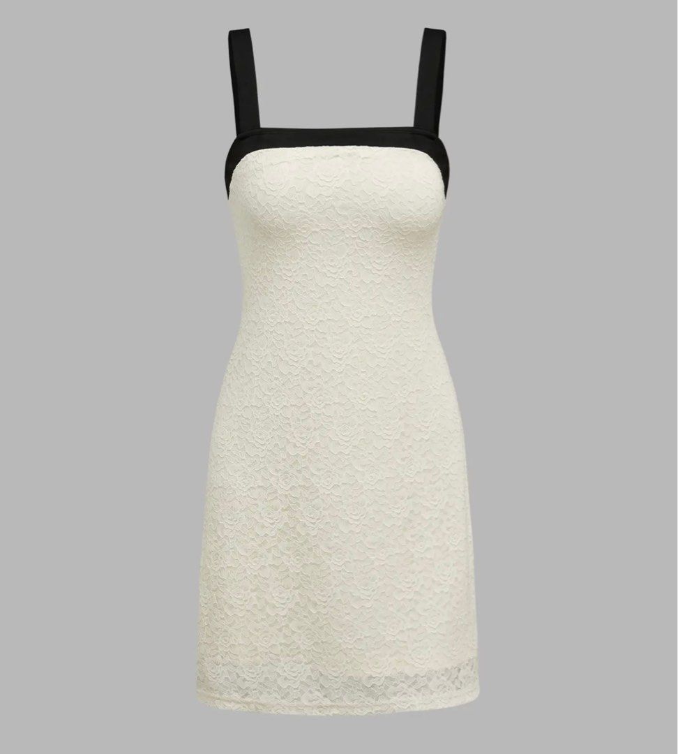 White dress online with black straps