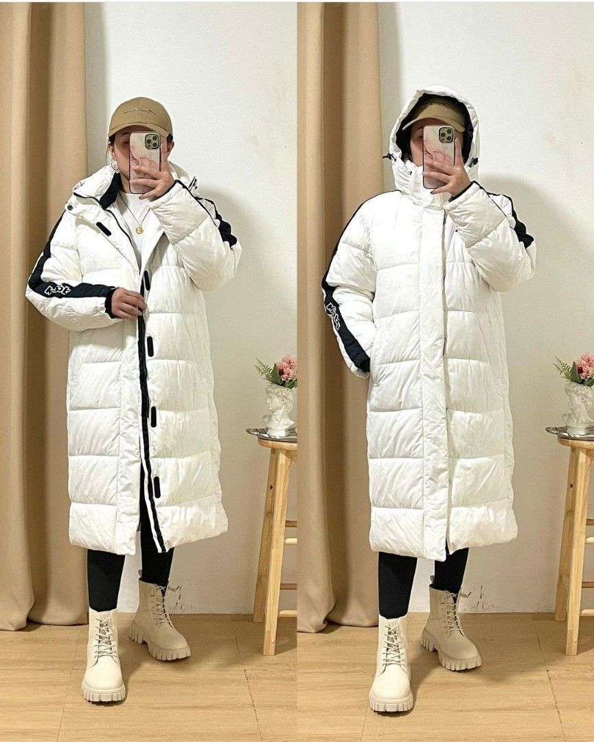 White long puffer jacket on sale