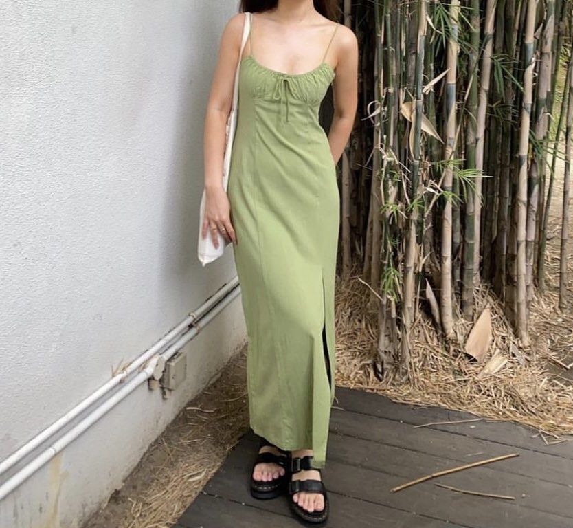 Zara green sale linen dress