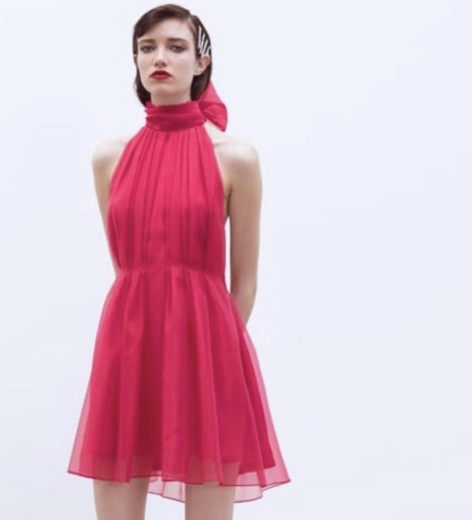 Zara pink organza dress top