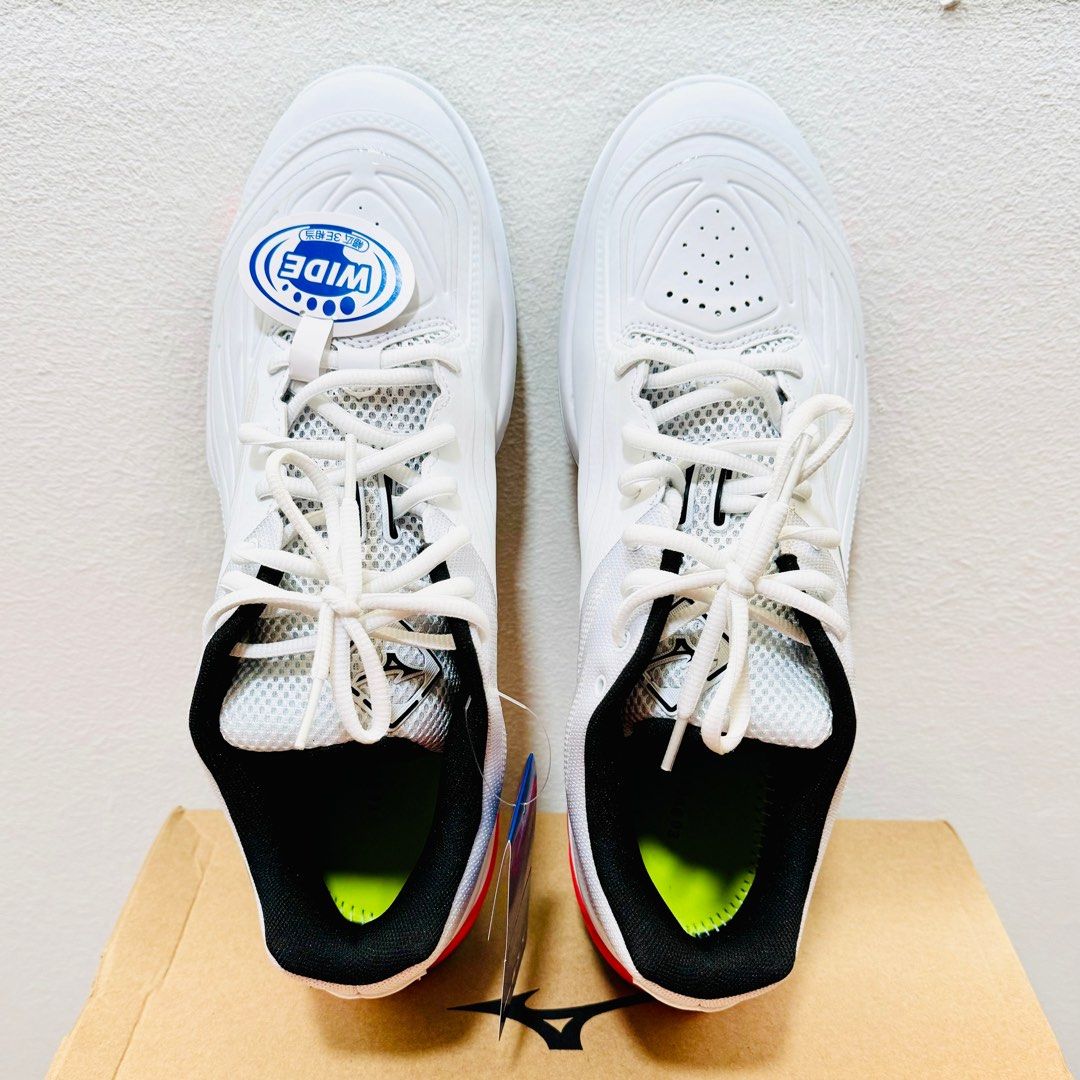 40 Discount Brand New Mizuno Wave Fang 2 Wide Badminton Squash Floorball Rubber White Black Fiery Coral Court Shoes US11 290mm Yonex Li Ning