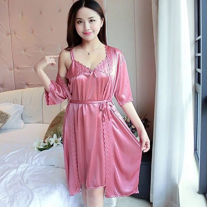 Satin Nightgown Robe Pajama Dresses Lingerie