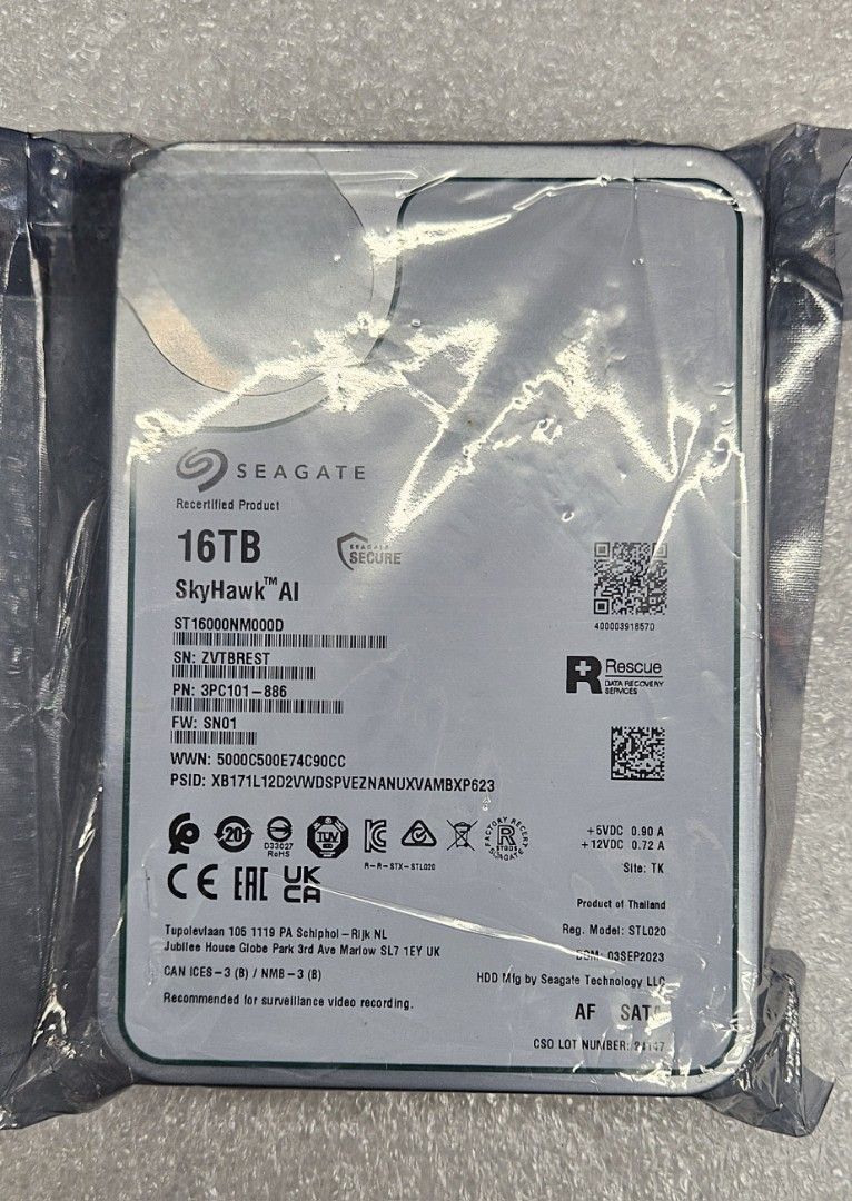 全新未拆封,Seagate SkyHawk Ai 16T 7200RPM SATA3 Hard Disk (ST16000NM000 / 多買可優惠) 全新未拆封,Seagate SkyHawk Ai 16T 7200RPM SATA3 Hard Disk (ST16000NM000 / 多買可優惠)