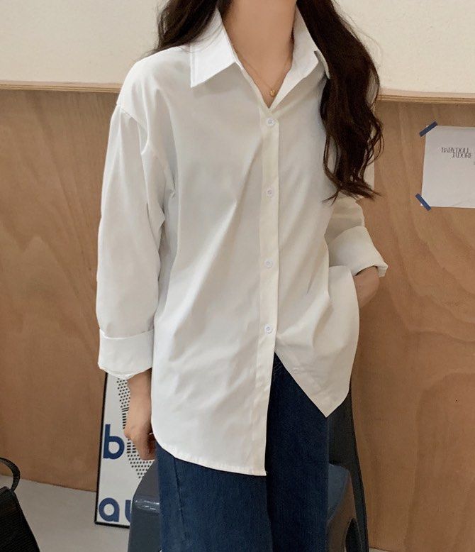 plain white button up shirt womens