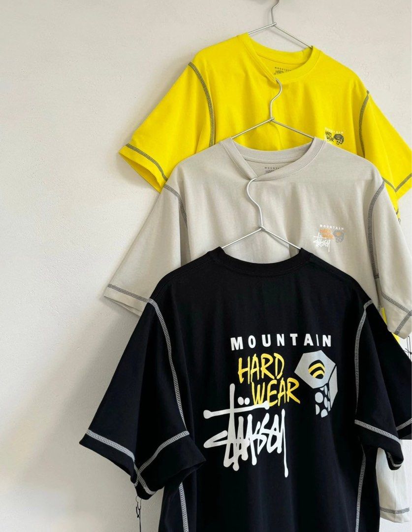 外國預訂3色選stussy x mountain hardwear 拼彩logo tee 短袖T恤