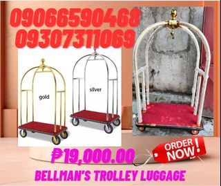 Bellman's Trolley Luggage For Sale Silver and Gold