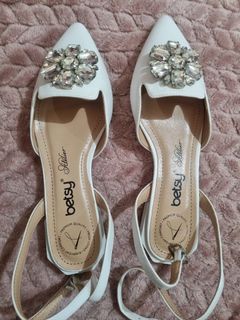 Betsy white bejeweled shoes
