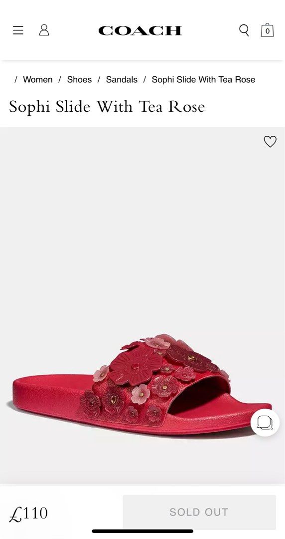 Coach tea rose best sale slides