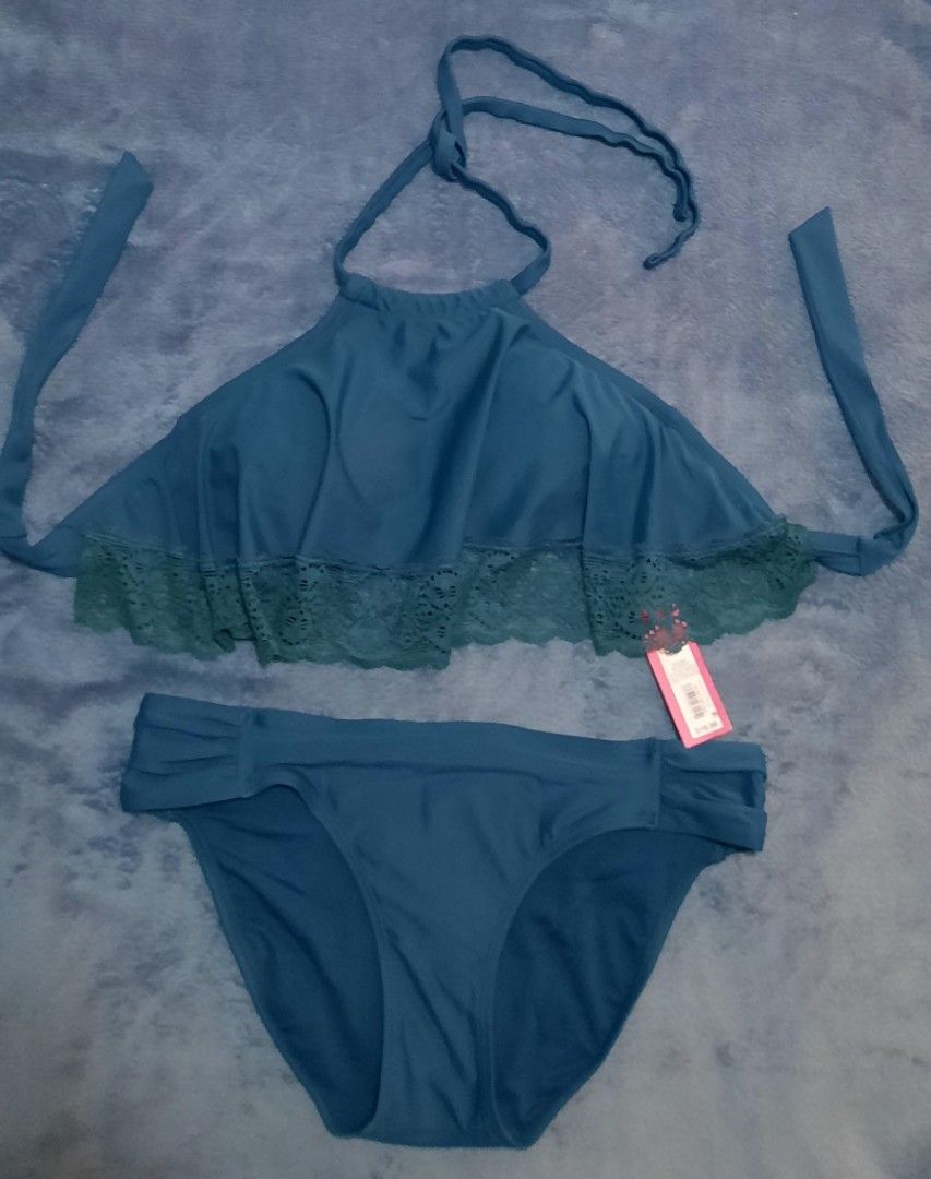 Brand new Xhilaration Swim Top and Bikini Green Size L, Women's