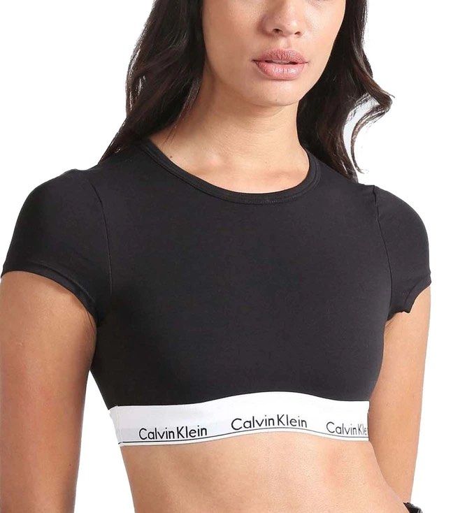 Calvin Klein Modern Cotton T-Shirt Bralette in black, Women's Fashion,  Tops, Other Tops on Carousell