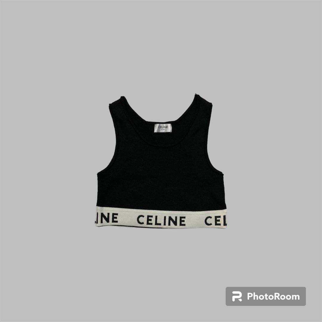 Celine, Tops, Celine Sports Bra In Athletic Knit Black Cream