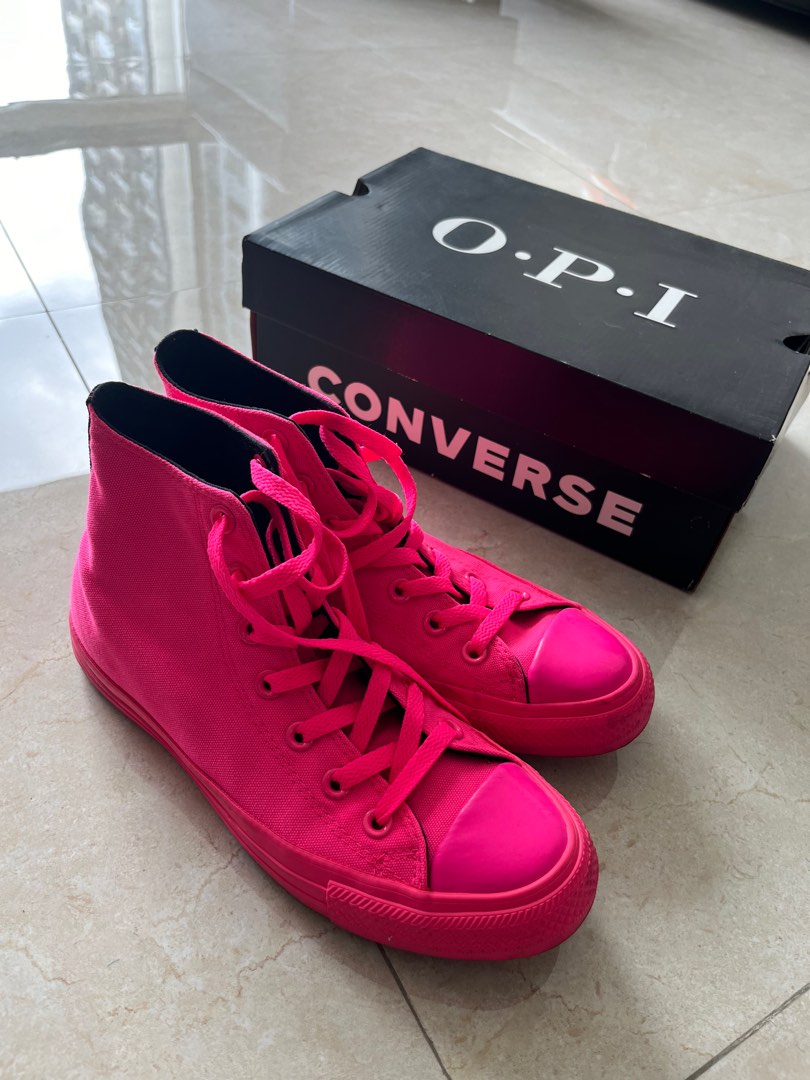 Converse x OPI pink, Fesyen Wanita, Sepatu di Carousell