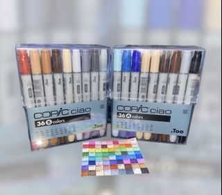 Copic Ciao Markers 36A and 36B Set (72 pcs) with Acrylic Case (Medium broad and super brush tip)
