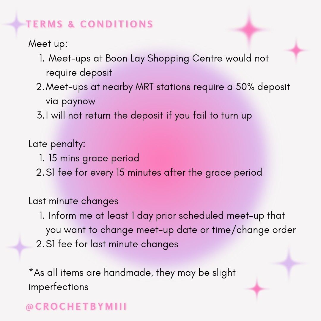 Crochetbymiii&rsquo;s Terms &amp; Conditions, Hobbies &amp; Toys, Stationery 