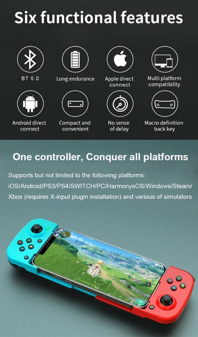 Wireless Stretchable Gamepad for Android ios Mobile BT 5.0