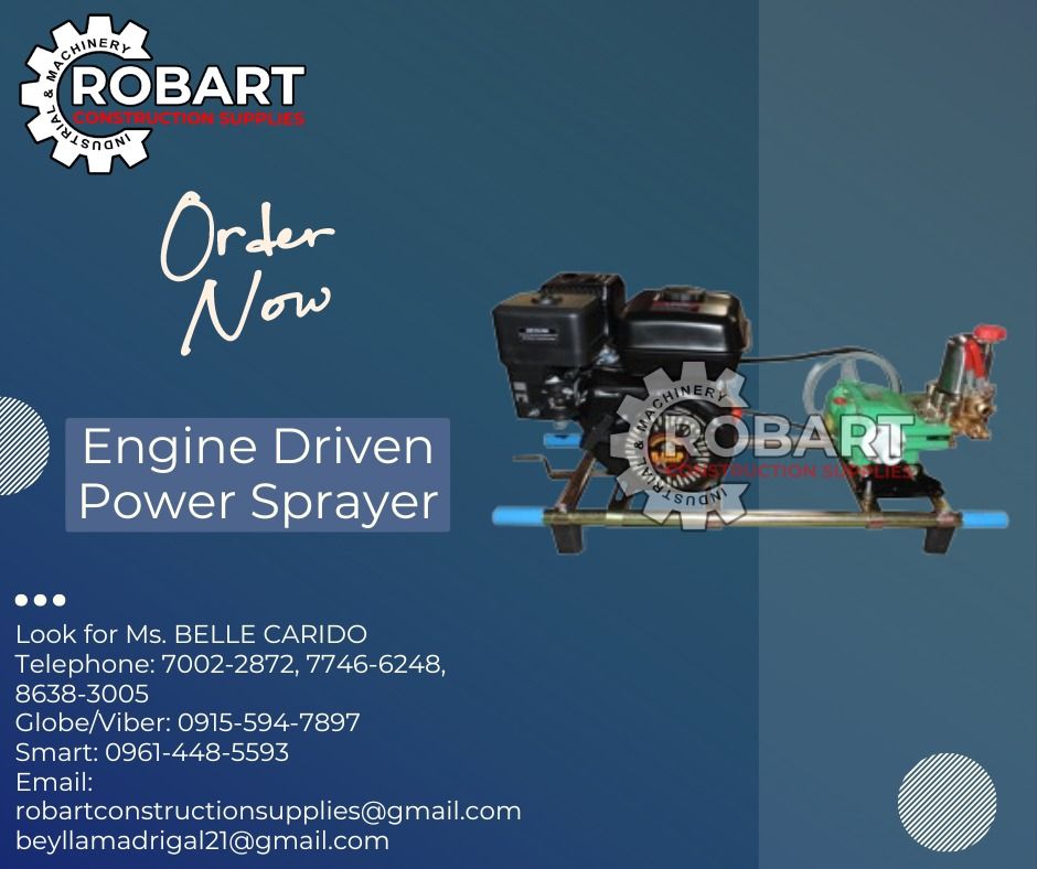 Engine Driven Power Sprayer (Category: Construction Tools & Equipment) located in Manila. Submitted by bellarobart (Listing ID 1288730499, Image 1). Description: Engine Driven Power Sprayer Brand: Golden Horse Model: GH550+BS25A 𝑹𝑶𝑩𝑨𝑹𝑻 𝑪𝑶𝑵𝑺𝑻𝑹𝑼𝑪𝑻𝑰𝑶𝑵 𝑺𝑼𝑷𝑷𝑳𝑰𝑬𝑺 #RobartConstructionSupplies #robartph #constructionmaterials #industrialsupply Office Address: 1405 Yuseco St. Sta Cruz Manila SEND US MESSAGE FOR INQUIRIES ‼️‼️ 🔵10