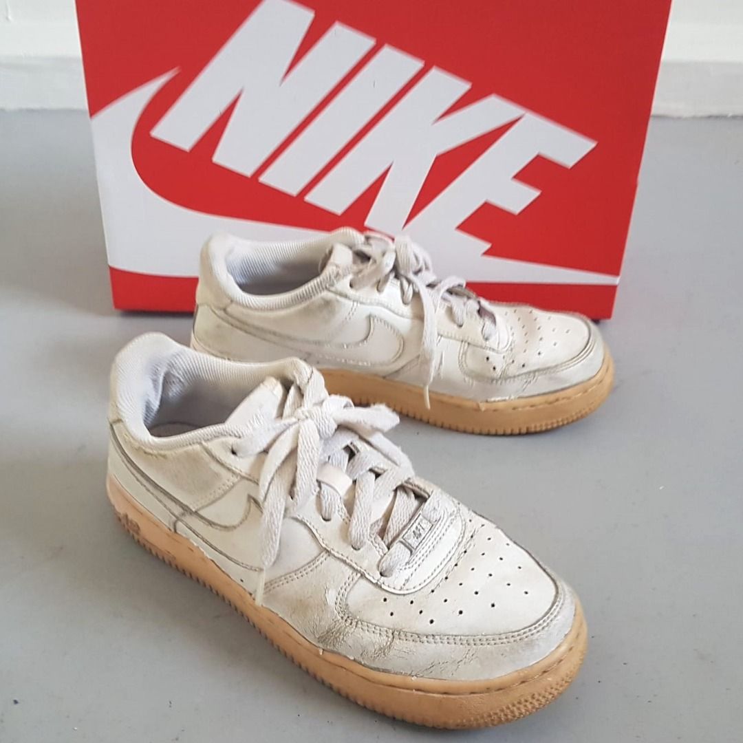 Exclusive Nike Designer Sneakers US 5 UK 4.5 EUR 37.5 Air Force One Low GS White Unisex Nike Original Model Gym Workout Yuppie Lifestyle