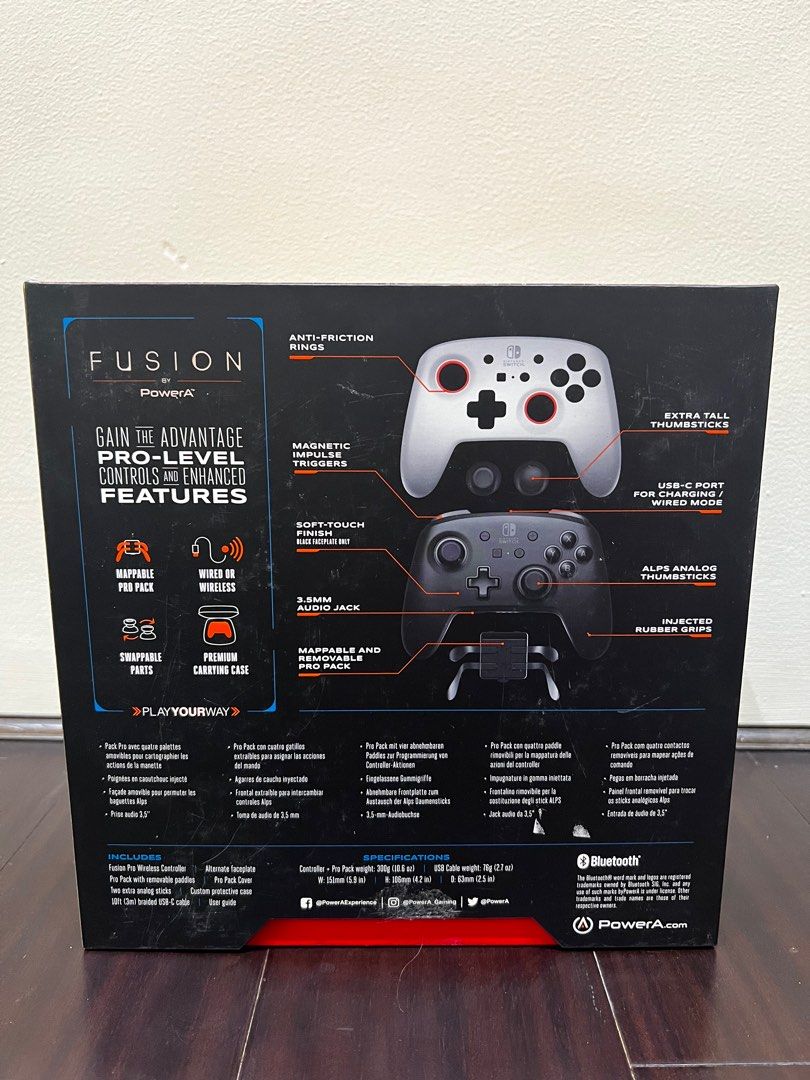 Fusion Pro Wireless Controller for Nintendo Switch (Category: Controllers) located in Pasig City. Submitted by april_ann004 (Listing ID 1288718231, Image 3). Description: Fusion Pro Wireless Controller - comes with complete original packaging - no issues or defects - Bluetooth compatible - mappable back buttons - compatible with Nintendo Switch, Nintendo Switch Lite and PC RFS: decluttering.