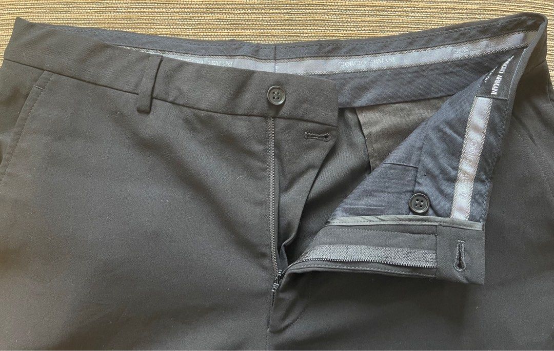 Size 6 EMPORIO ARMANI Black Virgin Wool Pants Antinea SRL Stretch Front  Pockets | eBay