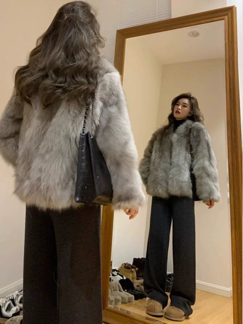 Fuzzy hot sale grey jacket