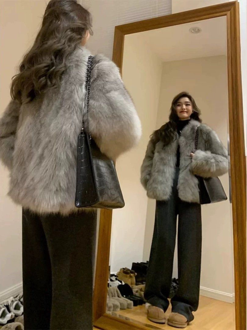 Furry hot sale grey coat