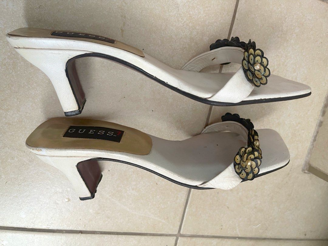 Guess leather sole white heels size 38 39