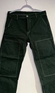 H&M Green Denim Pants with Visible Stitching Details