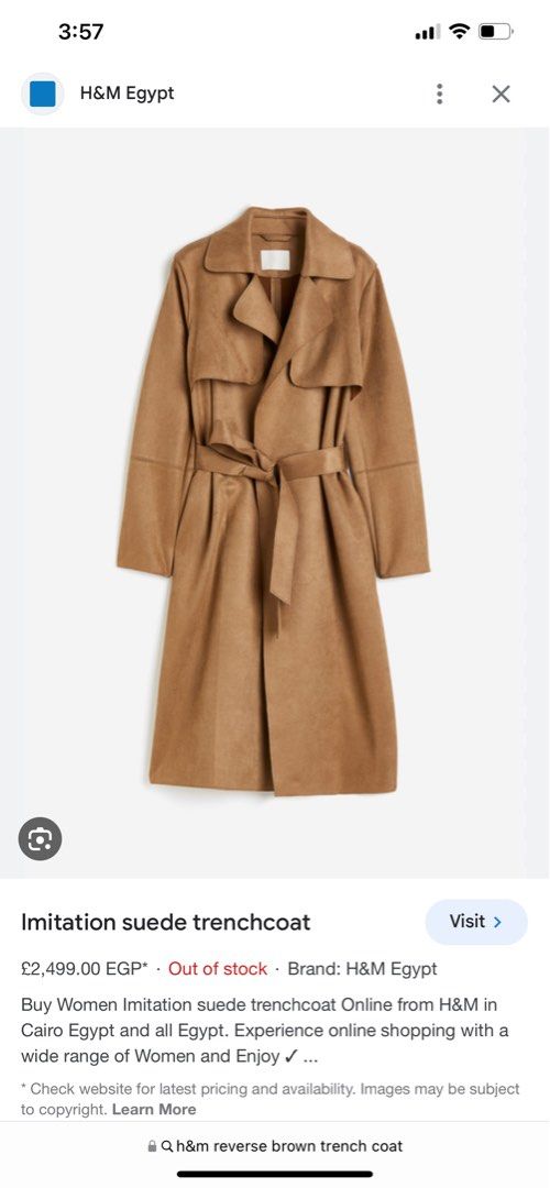 H and m cheap suede coat