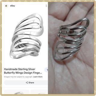 6.5 -7 JAPAN Ring Silver Tone Wrap Around Butterfly Wings