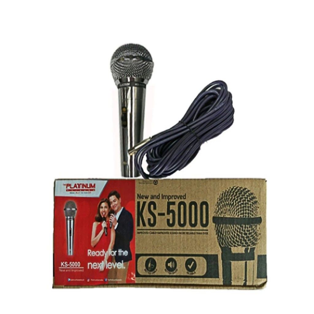 KS-5000 Platinum Karaoke Wired Microphone (Category: Microphones) located in Quezon City. Submitted by trishopstuff (Listing ID 1288821131, Image 3). Description: RFS: not compatible sa soundbar/speaker namin kasi walang RCA connection yung speaker namin. Bought this sa orange shop. Used only twice. Di na magamit, for declutter. Buy at your own risk. No return, no refund. Payment first before ship out. Location: Bulacan, QC, Manila.