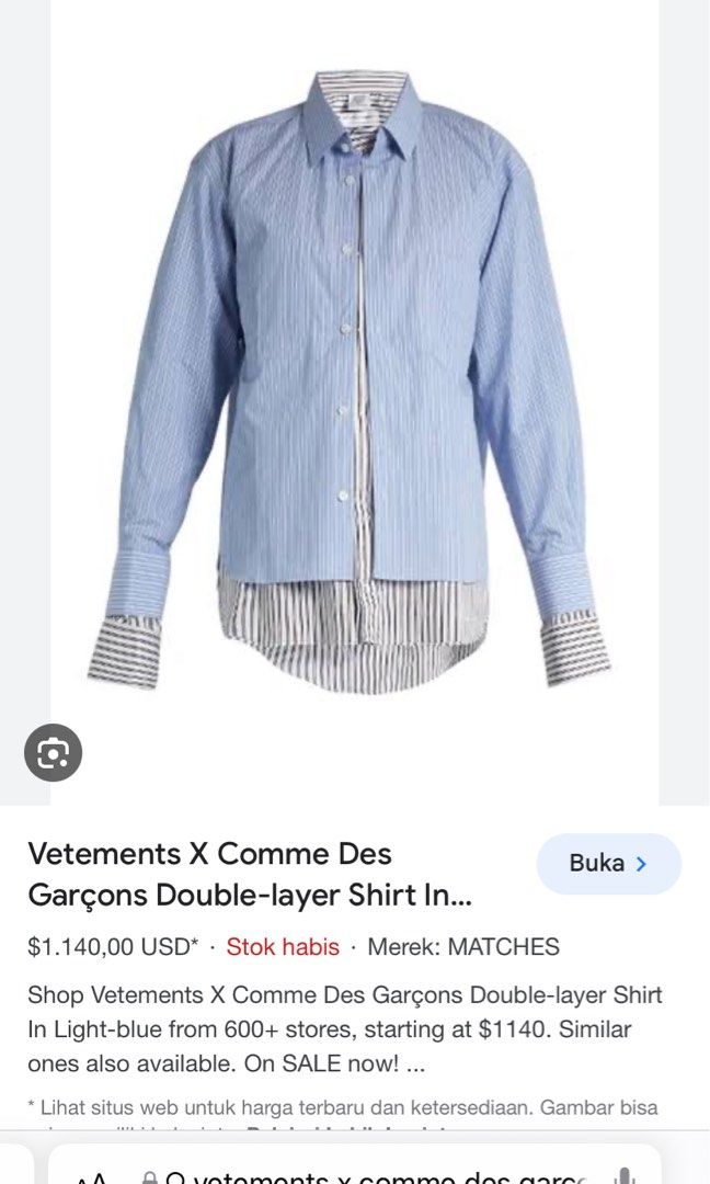 Long Shirt Vetements X Comme Des Garcons not gucci dior louisvuitton balmain givenchy burberry offwhite