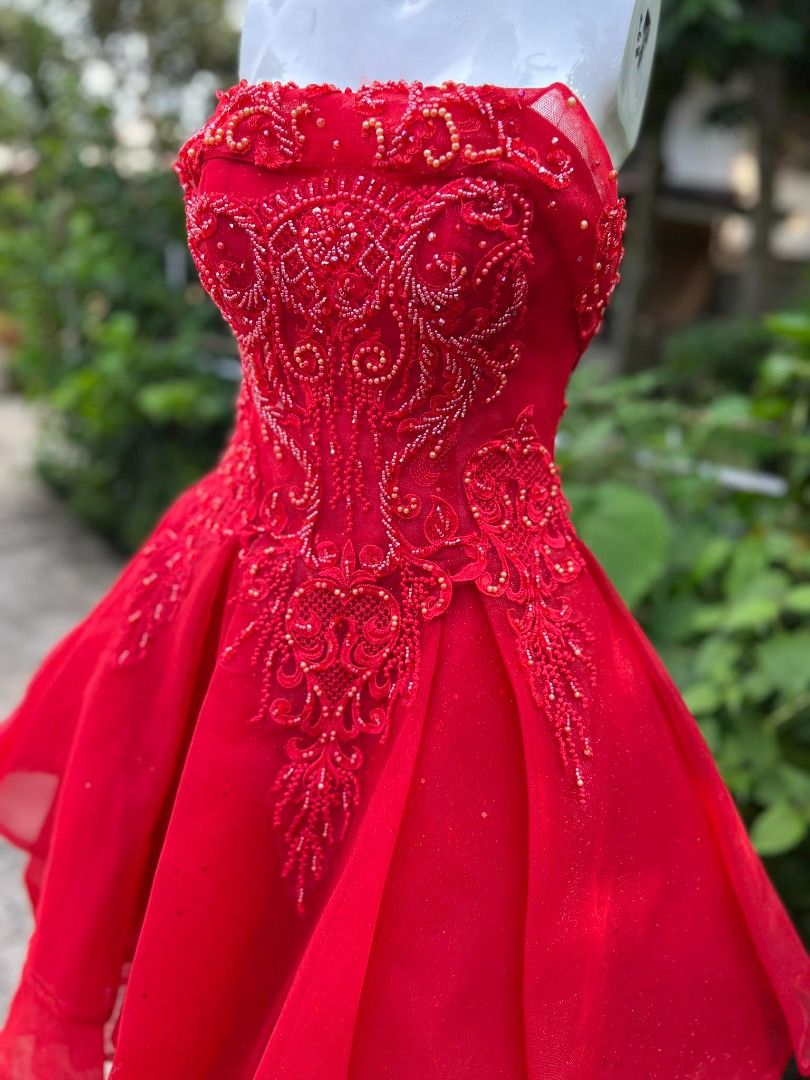 p060 red cocktail dress Women s Fashion Dresses Sets Evening dresses gowns on Carousell