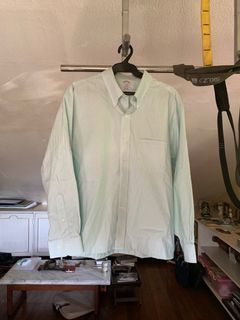 oversized pale green stripped brooks brothers button down