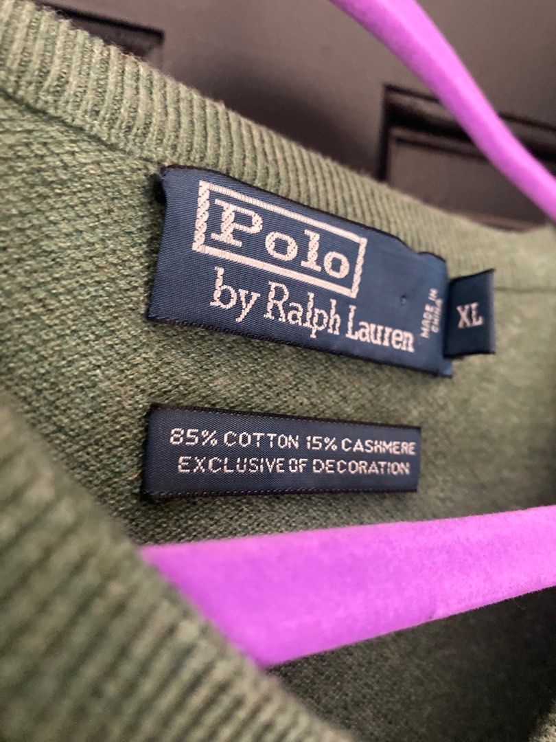 Polo Ralph lauren sweater (Category: Longsleeves) located in Muntinlupa City. Submitted by mj.finds (Listing ID 1288806544, Image 3). Description: polo ralph lauren sweater authentic 85% cotton 15% cashmere size XL color MOSS GREEN supplier #25255 po #337820 P800.