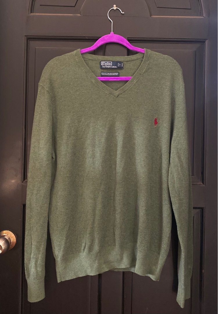 Polo Ralph lauren sweater (Category: Longsleeves) located in Muntinlupa City. Submitted by mj.finds (Listing ID 1288806544, Image 1). Description: polo ralph lauren sweater authentic 85% cotton 15% cashmere size XL color MOSS GREEN supplier #25255 po #337820 P800.