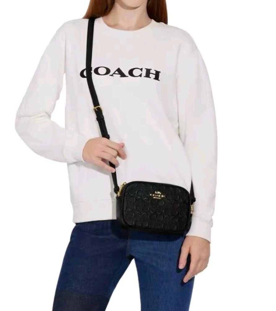 Preorder Coach embossed Camera jamie crossbody bag in black colour