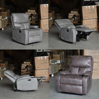 Recliners Gray/Brown Leather Lazy Boy Style
