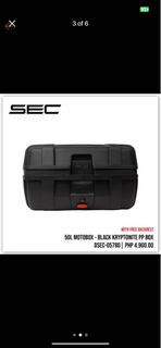 Sec topbox 50 liters srp 4900 for sale 3200 hnj nhk top box givibox givi box