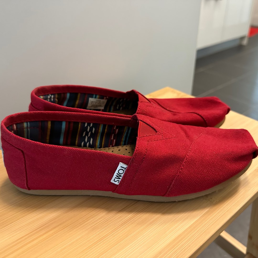 Toms Classics Shoes Bright Red Wrap Style Slip On Comfort Flats