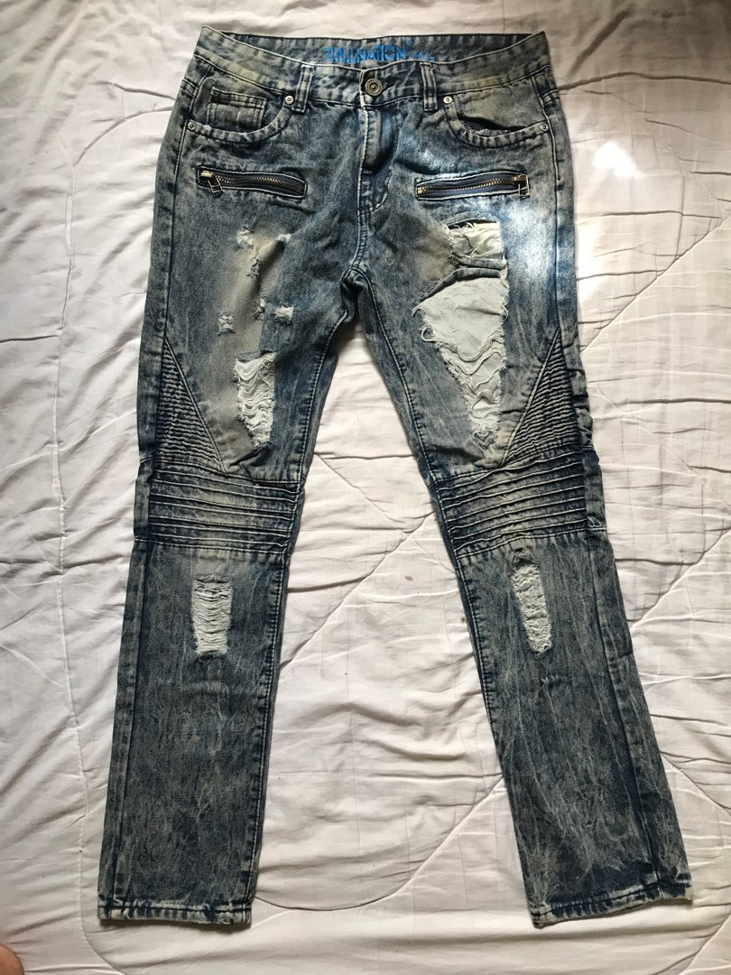 TRILLNATION BIKER JEANS ACIDWASH Men s Fashion Bottoms Jeans on