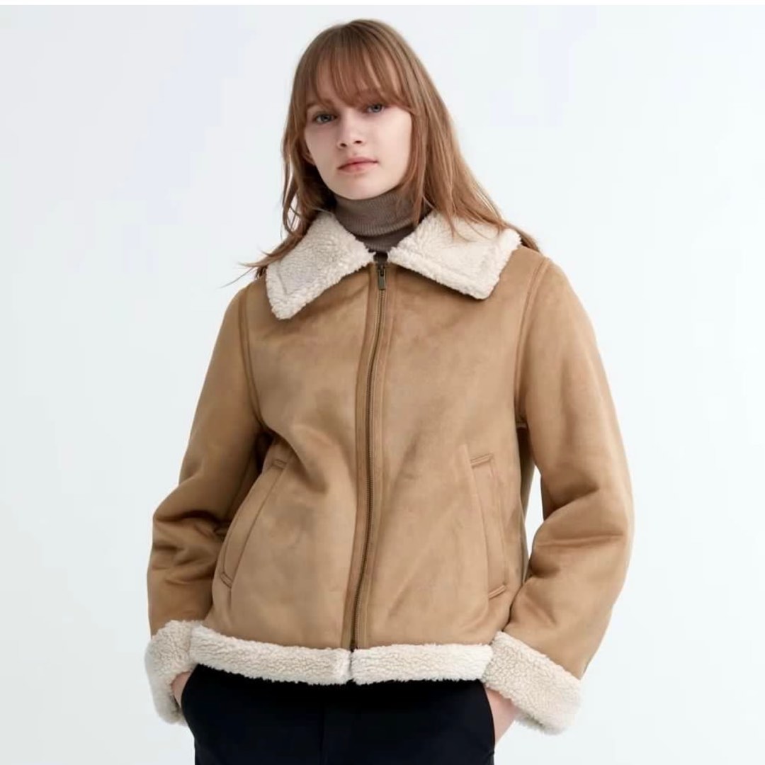 Uniqlo Pile Lined Suede Winter Jacket Women s Fashion Coats Jackets and Outerwear on Carousell