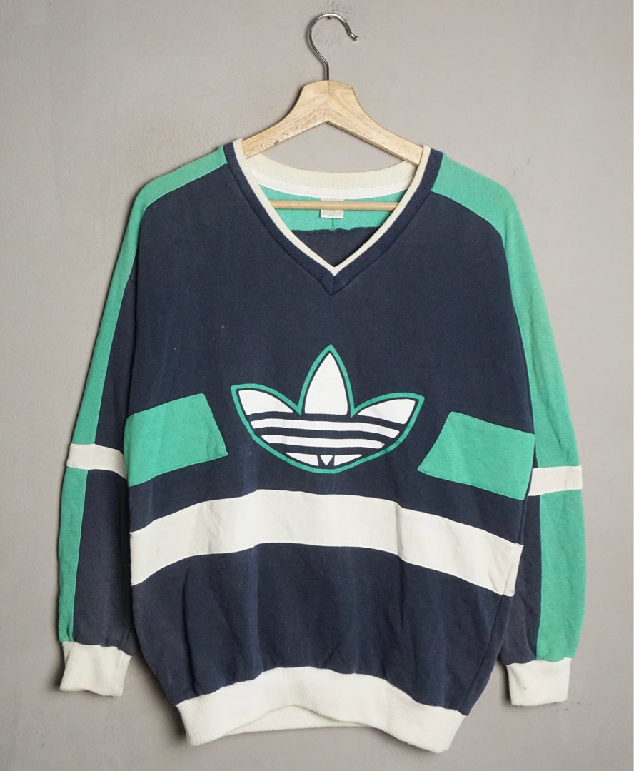 Vintage adidas 80s vneck sweatshirt Men s Fashion Tops Sets