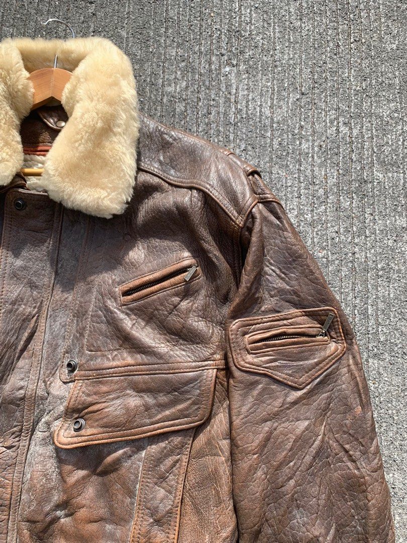 Vintage Wind Armor Air force sherpa genuine leather jacket, Men's
