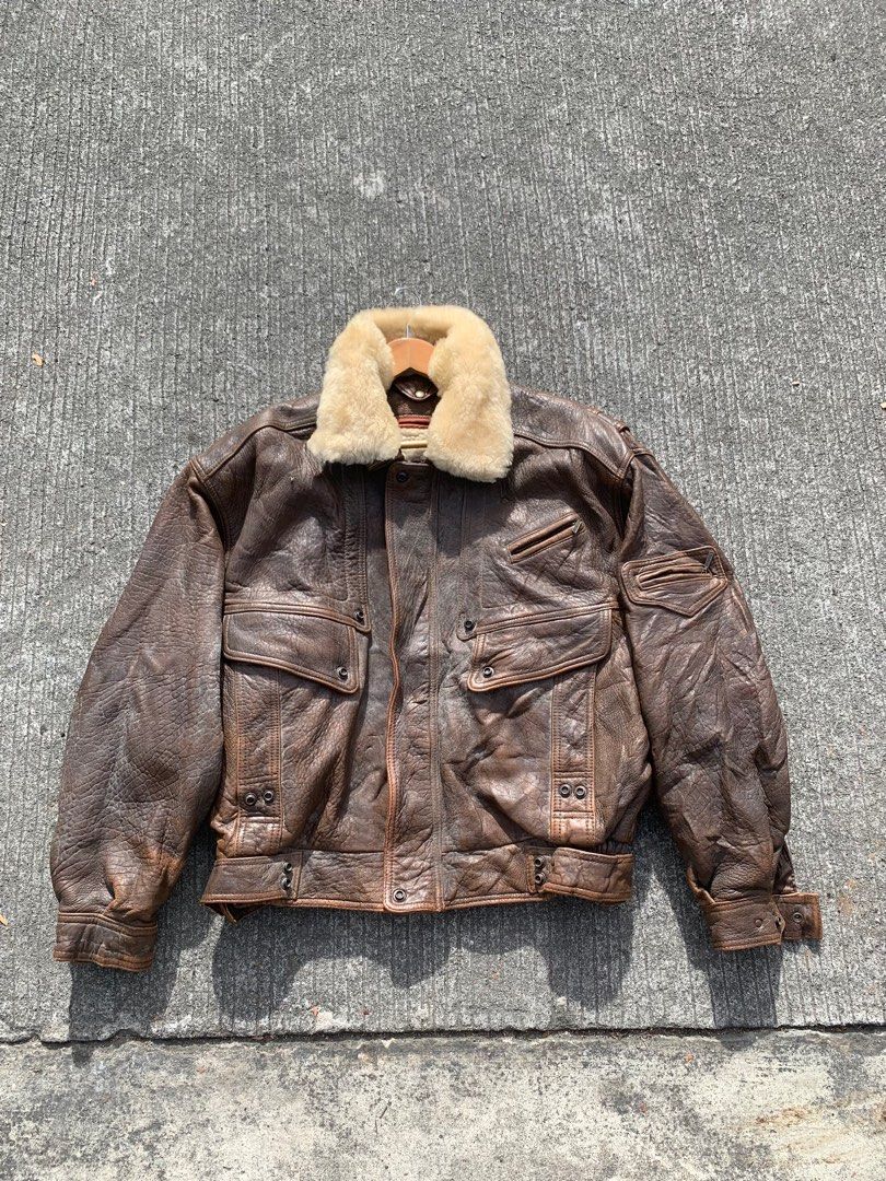 Vintage Wind Armor Air force sherpa genuine leather jacket