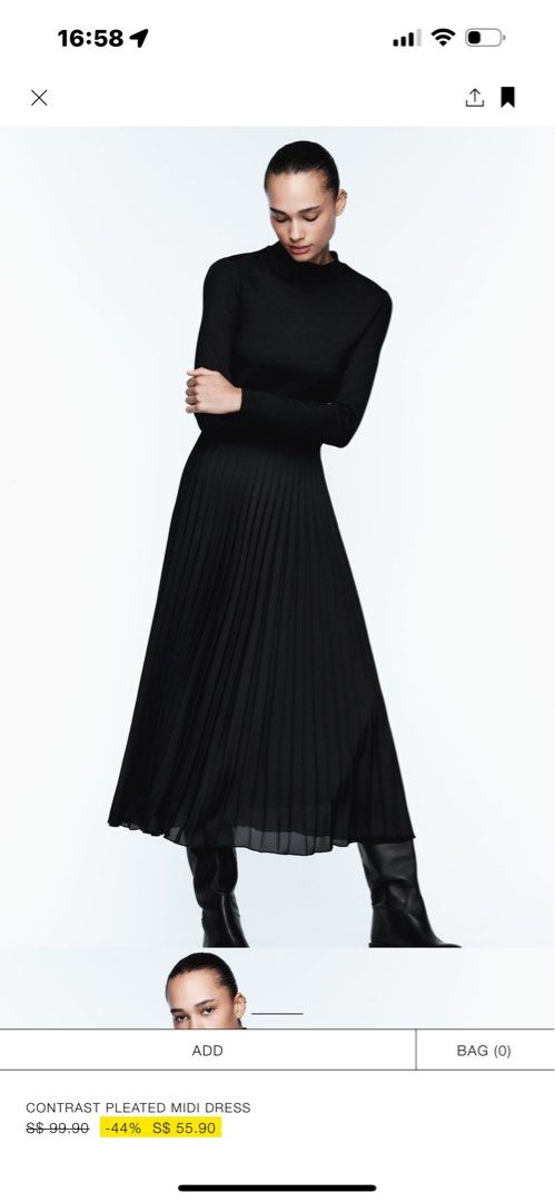 Zara contrast pleated dress store