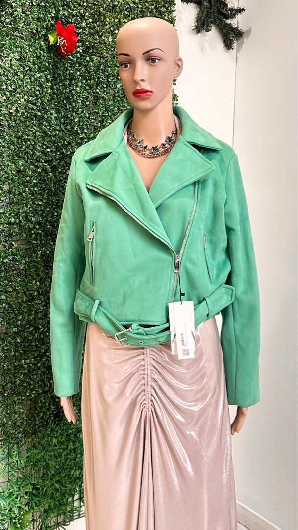 Zara green biker jacket cheap