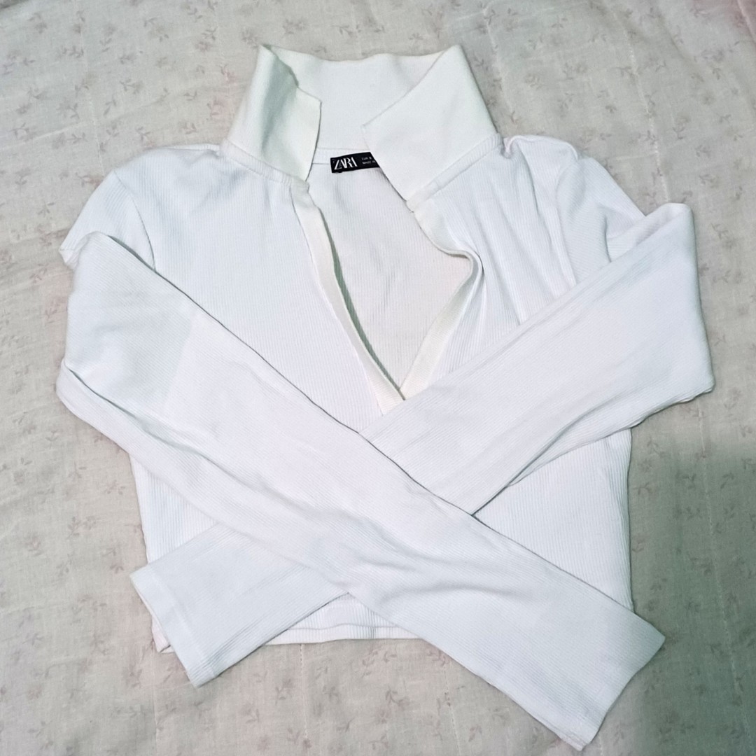 ✧*。white polo with corset ✧*。, Women's Fashion, Tops, Longsleeves on  Carousell