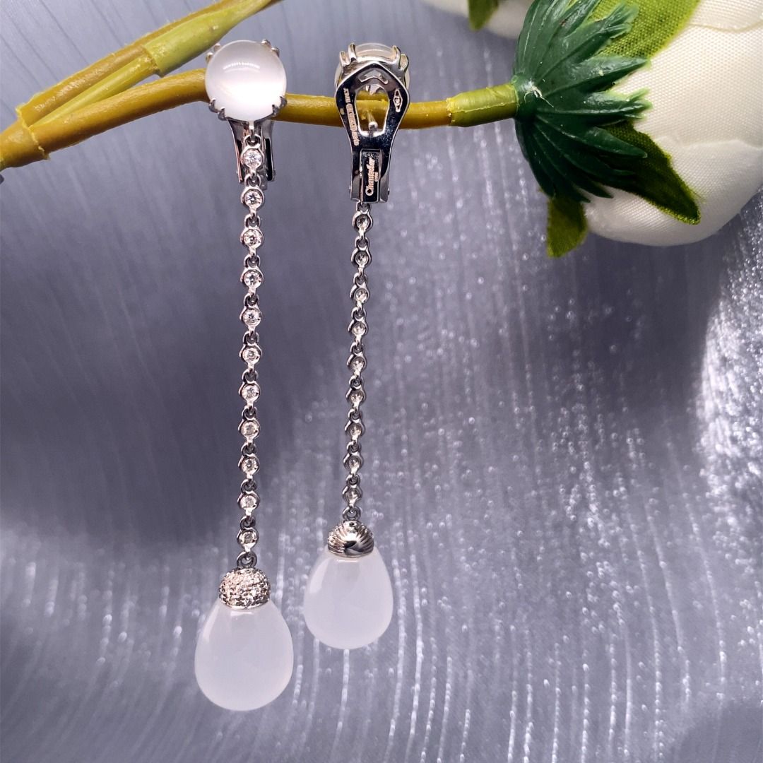White gold long drop earrings outlet