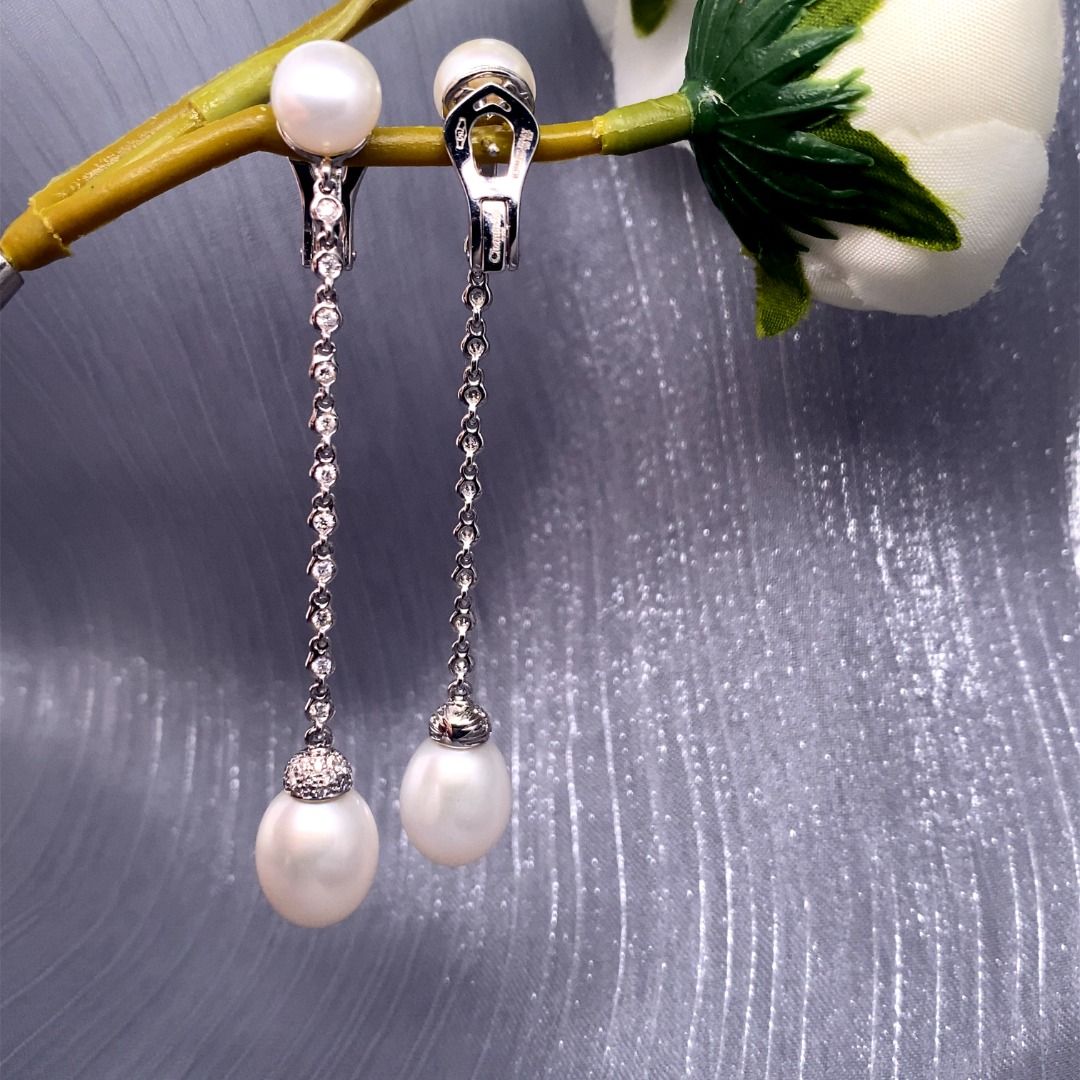White gold long earrings on sale