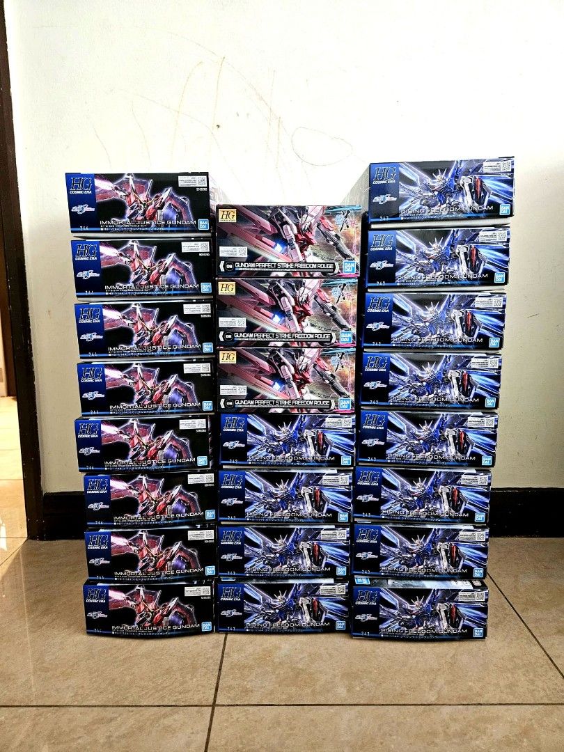 <23/02> New Arrival - HGCE Gundam (Rising Freedom, Immortal Justice, Perfect Strike Rouge) (Category: Gundam Model Kits) located in Singapore. Submitted by gundamania_hobbyshop (Listing ID 1288980477, Image 1). Description: [INSTOCK] Location➡️ YewTee Point, #01-45 🔥 $40 each 🔥 100% authentic Bandai 🔥 Singapore local seller 🔥 Been active in hobby market for more than 5 years 🔥 More than thousand reviews Tag: #gunpla, rg, hg, mg, Bandai, gund